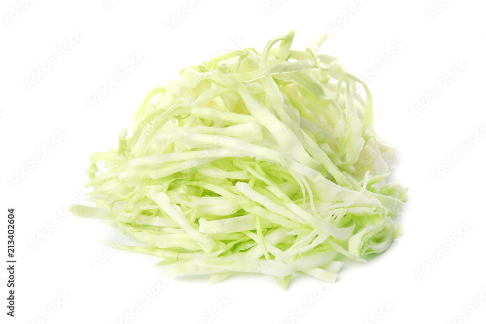 Chopped cabbage on white background. Healthy food Chopped cabbage on white background. Healthy food