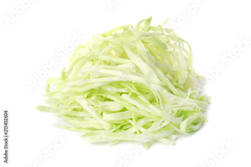 Chopped cabbage on white background. Healthy food