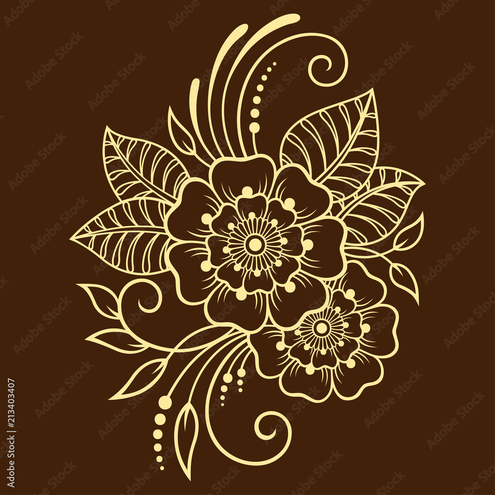 Mehndi flower pattern for Henna drawing and tattoo. Decoration in ethnic oriental, Indian style. Mehndi flower pattern for Henna drawing and tattoo. Decoration in ethnic oriental, Indian style.