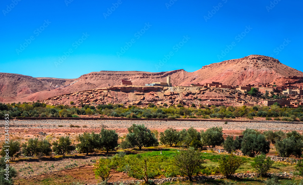Desert road with Atlas Mountains, Morocco