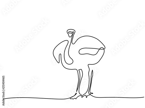 Continuous line drawing. Ostrich walking symbol. Logo of the Ostrich. Vector illustration