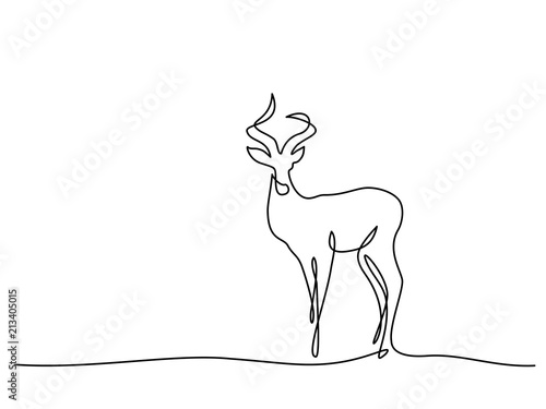 Continuous one line drawing. Impala walking symbol. Logo of the Impala. Vector illustration
