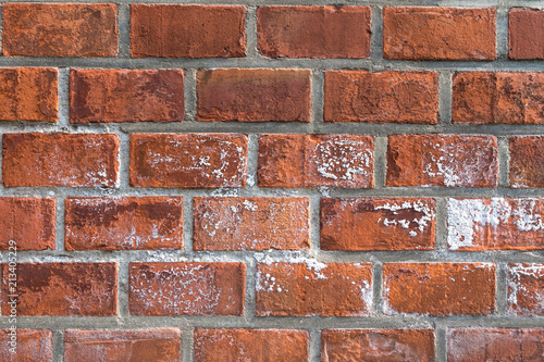 Old red brick texture, close up 