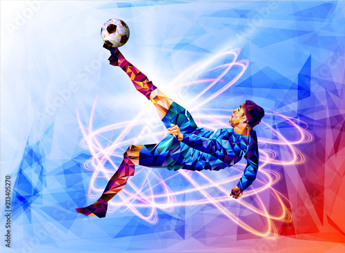 Soccer player the background of the stadium FIFA world cup. Welcome to Russia. Football player in Russia 2018. Fool colour vector illustration in flat style isolated on white background