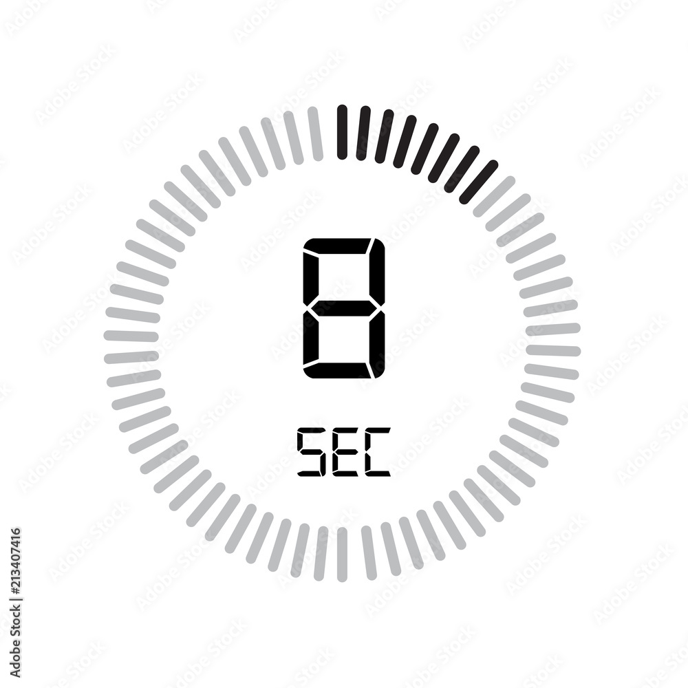The 8 seconds icon, digital timer. clock and watch, timer, countdown ...