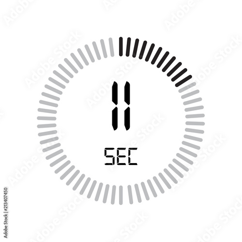 The 11 seconds icon, digital timer. clock and watch, timer, countdown symbol isolated on white background, stopwatch vector icon