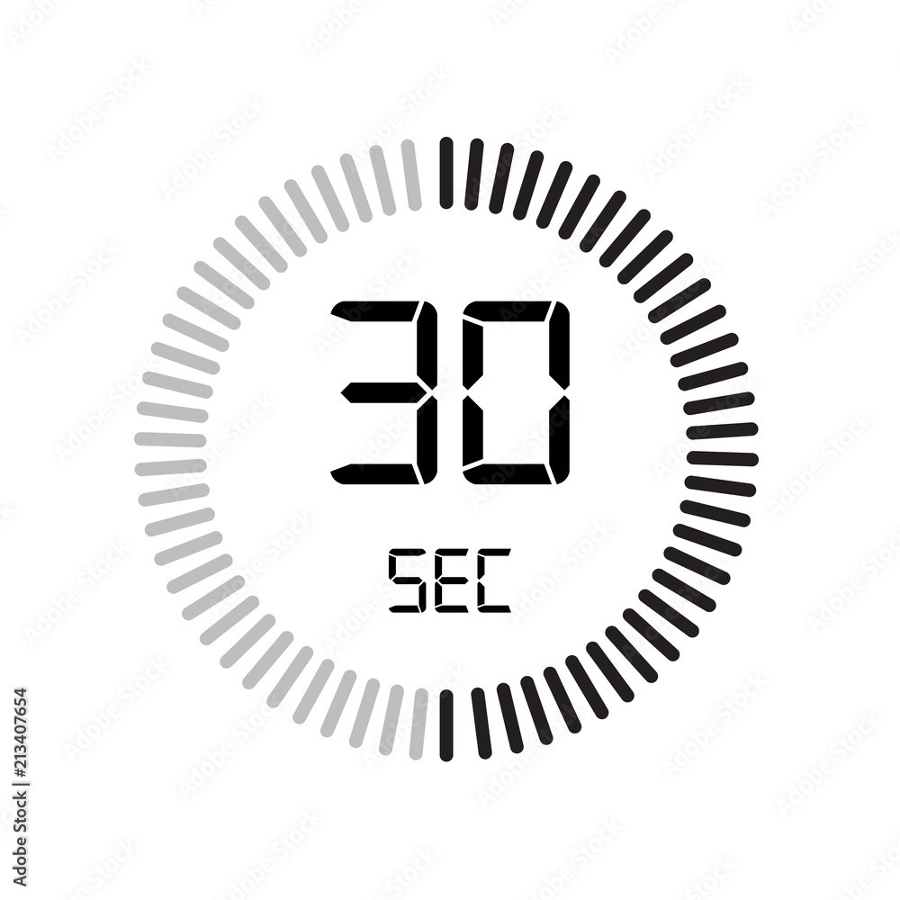 The 30 seconds icon, digital timer. clock and watch, timer, countdown  symbol isolated on white background, stopwatch vector icon vector de Stock  | Adobe Stock