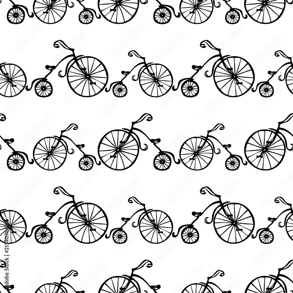 Fototapeta premium Seamless background of the vintage bicycles