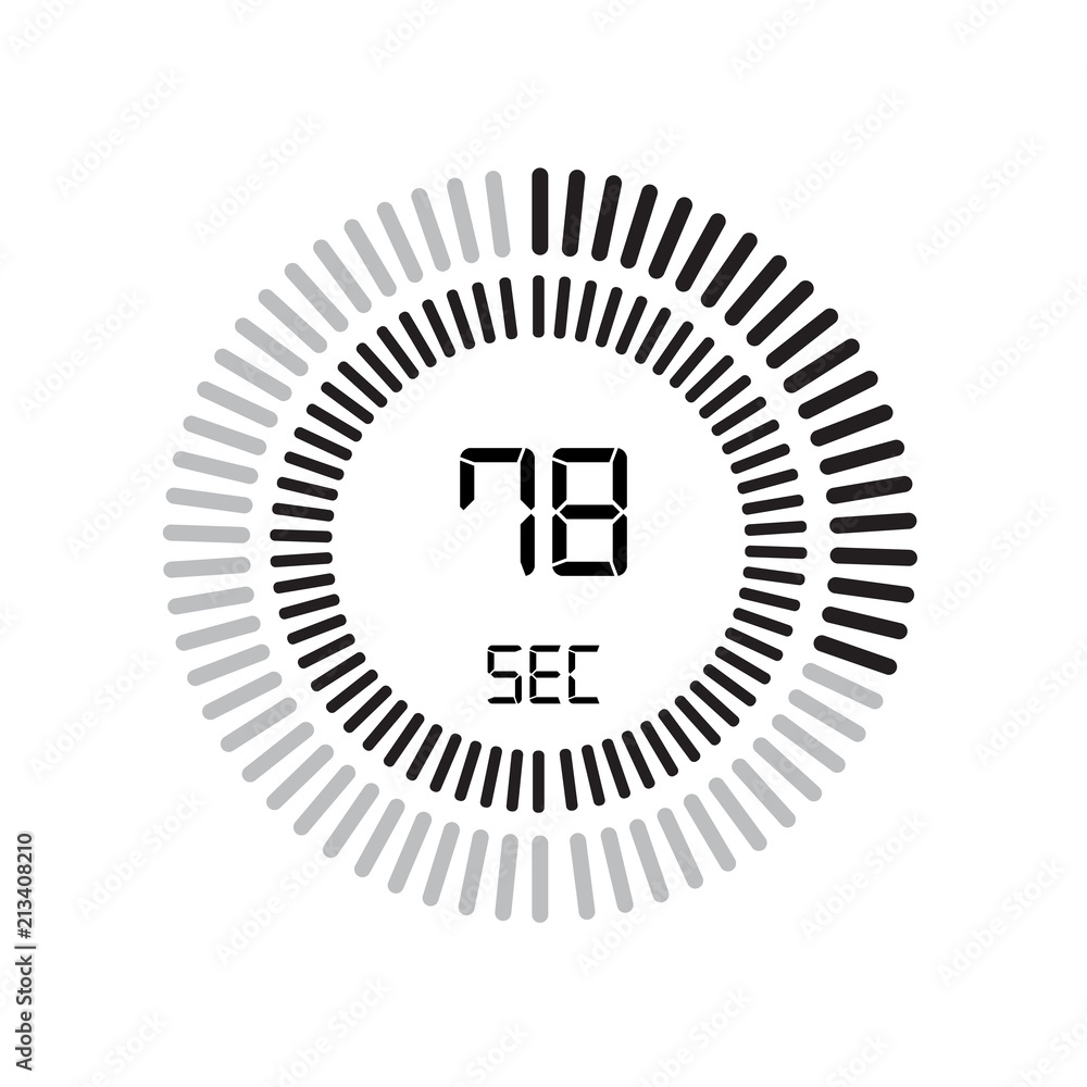 The 78 seconds icon, digital timer. clock and watch, timer, countdown symbol isolated on white background, stopwatch vector icon The 78 seconds icon, digital timer. clock and watch, timer, countdown symbol isolated on white background, stopwatch vector icon