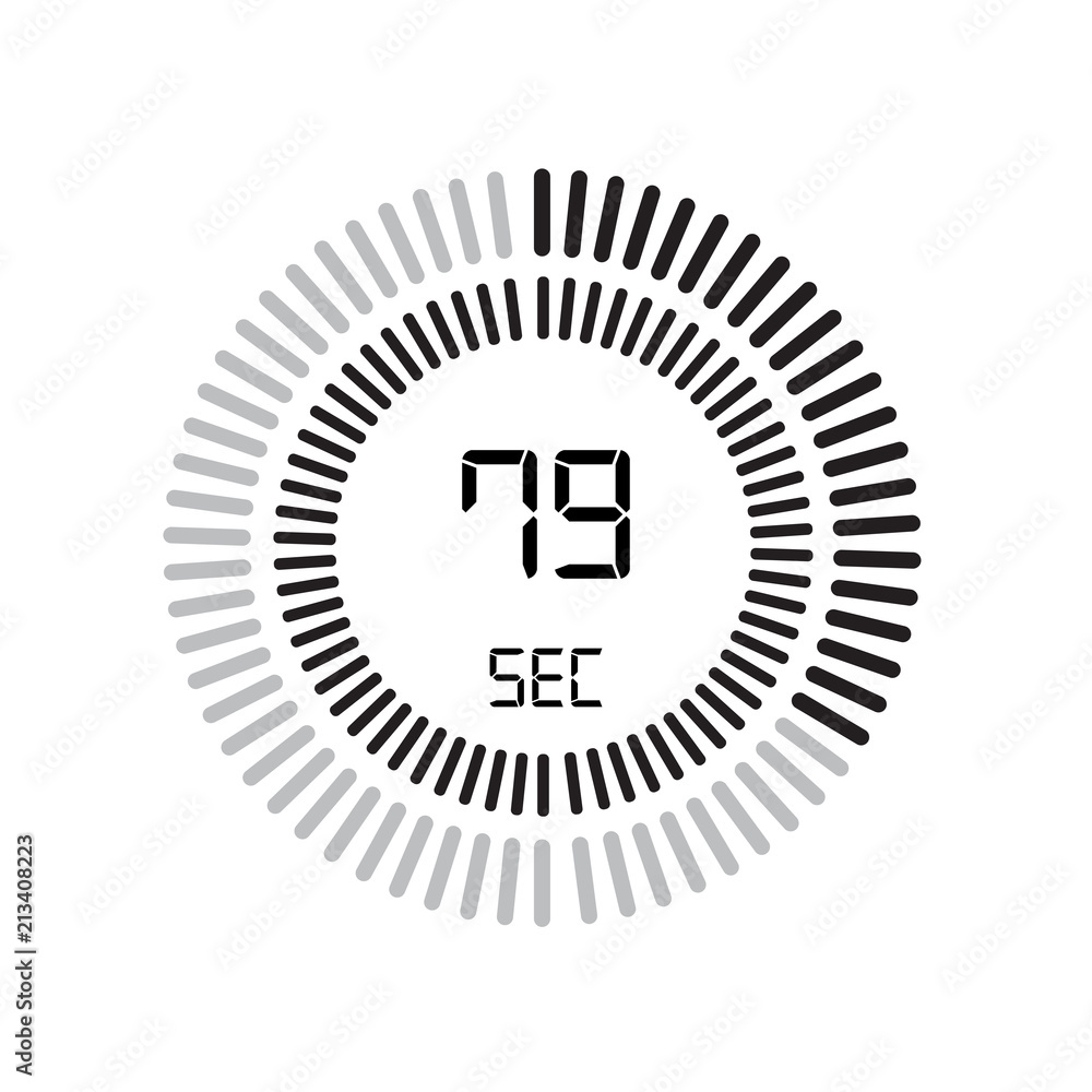 The 79 seconds icon, digital timer. clock and watch, timer, countdown symbol isolated on white background, stopwatch vector icon The 79 seconds icon, digital timer. clock and watch, timer, countdown symbol isolated on white background, stopwatch vector icon