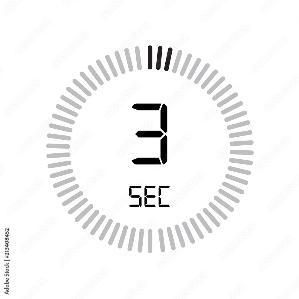 The 3 seconds icon, digital timer. clock and watch, timer, countdown symbol isolated on white background, stopwatch vector icon Stock Vector | Adobe Stock