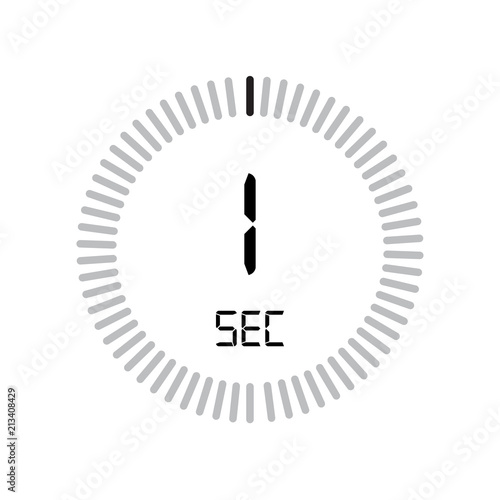 The 1 second icon, digital timer. clock and watch, timer, countdown symbol isolated on white background, stopwatch vector icon