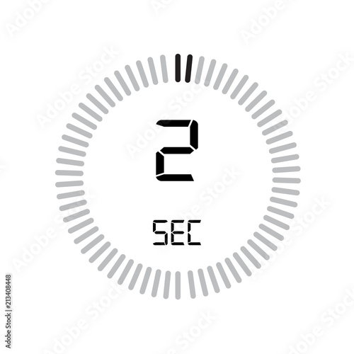 The 2 seconds icon, digital timer. clock and watch, timer, countdown symbol isolated on white background, stopwatch vector icon