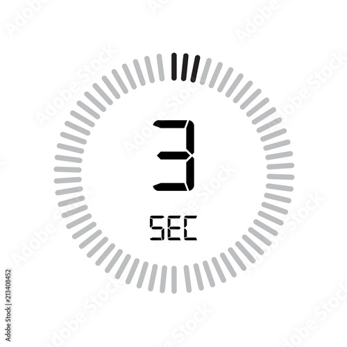 The 3 seconds icon, digital timer. clock and watch, timer, countdown symbol isolated on white background, stopwatch vector icon