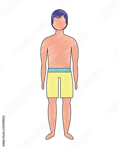 male figure character in short swimsuit