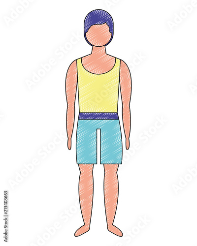 male figure character in short swimsuit