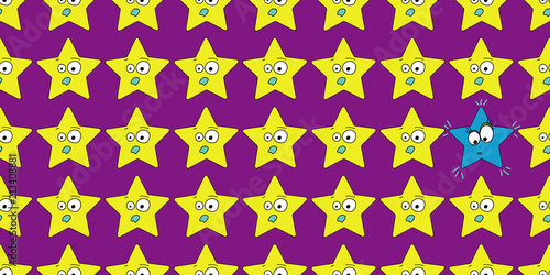 Vector seamless pattern with stars. Emoji design. Pink background. Cartoon print. Print for textiles. Cover templates for notepad
