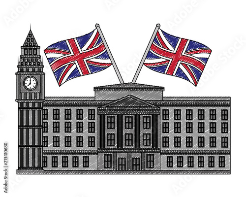 buckingham palace crossed flags england