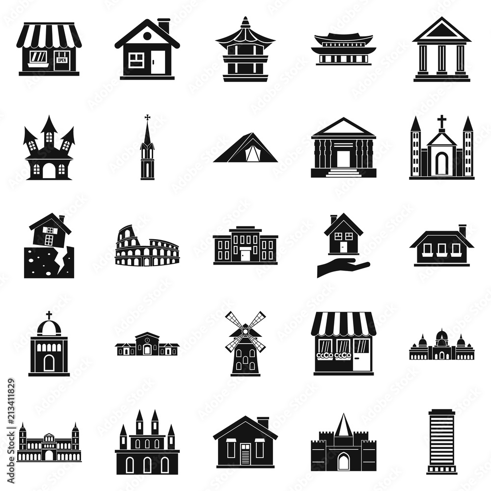 Construction site icons set. Simple set of 25 construction site vector icons for web isolated on white background