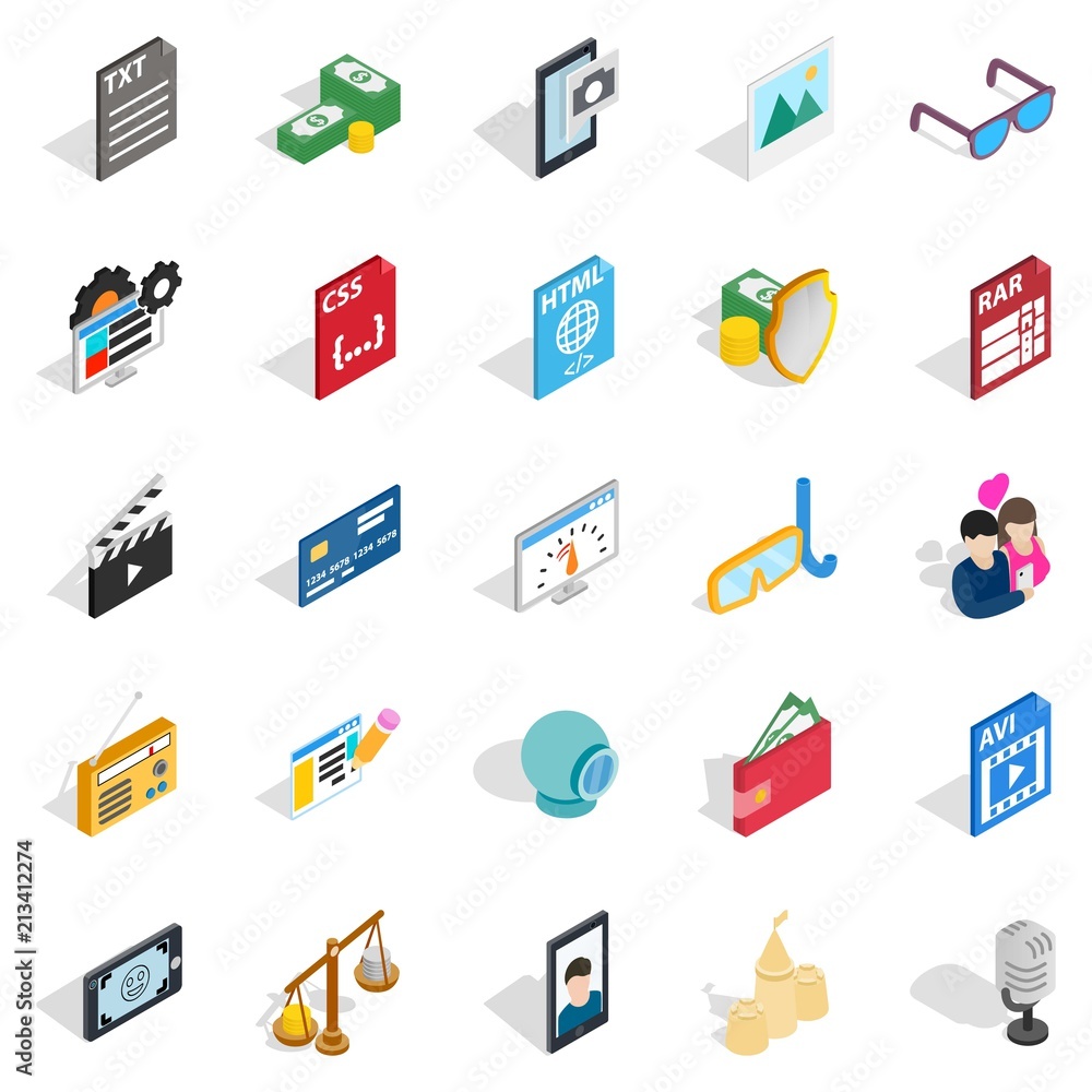 Photo icons set. Isometric set of 25 photo vector icons for web isolated on white background Photo icons set. Isometric set of 25 photo vector icons for web isolated on white background