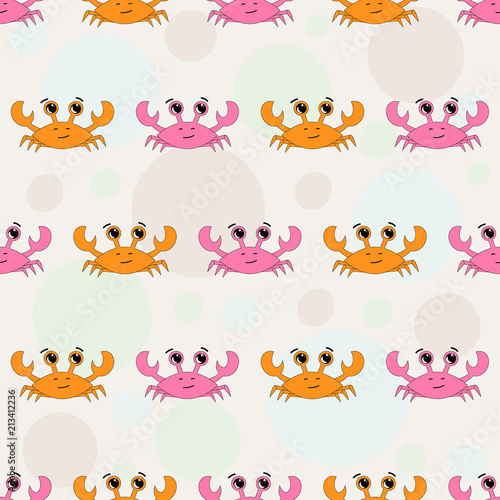 Vector seamless crab pattern illustration. Print for textiles.