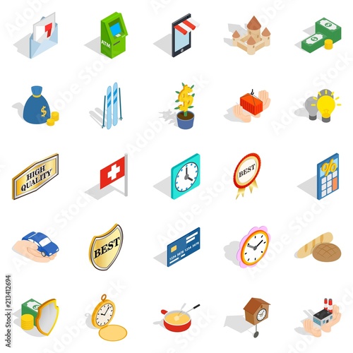 Specie icons set. Isometric set of 25 specie vector icons for web isolated on white background