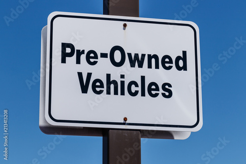 Pre Owned Vehicles sign at a Used Car Dealership I