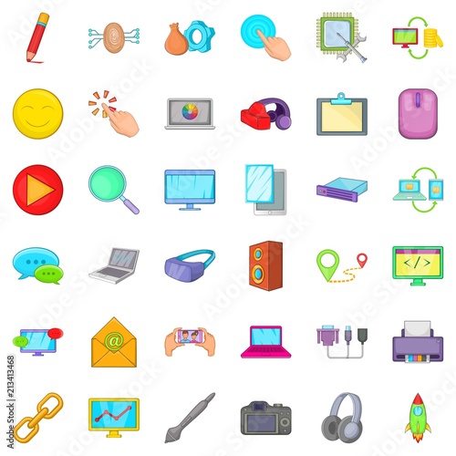 Computer network icons set. Cartoon style of 36 computer network vector icons for web isolated on white background