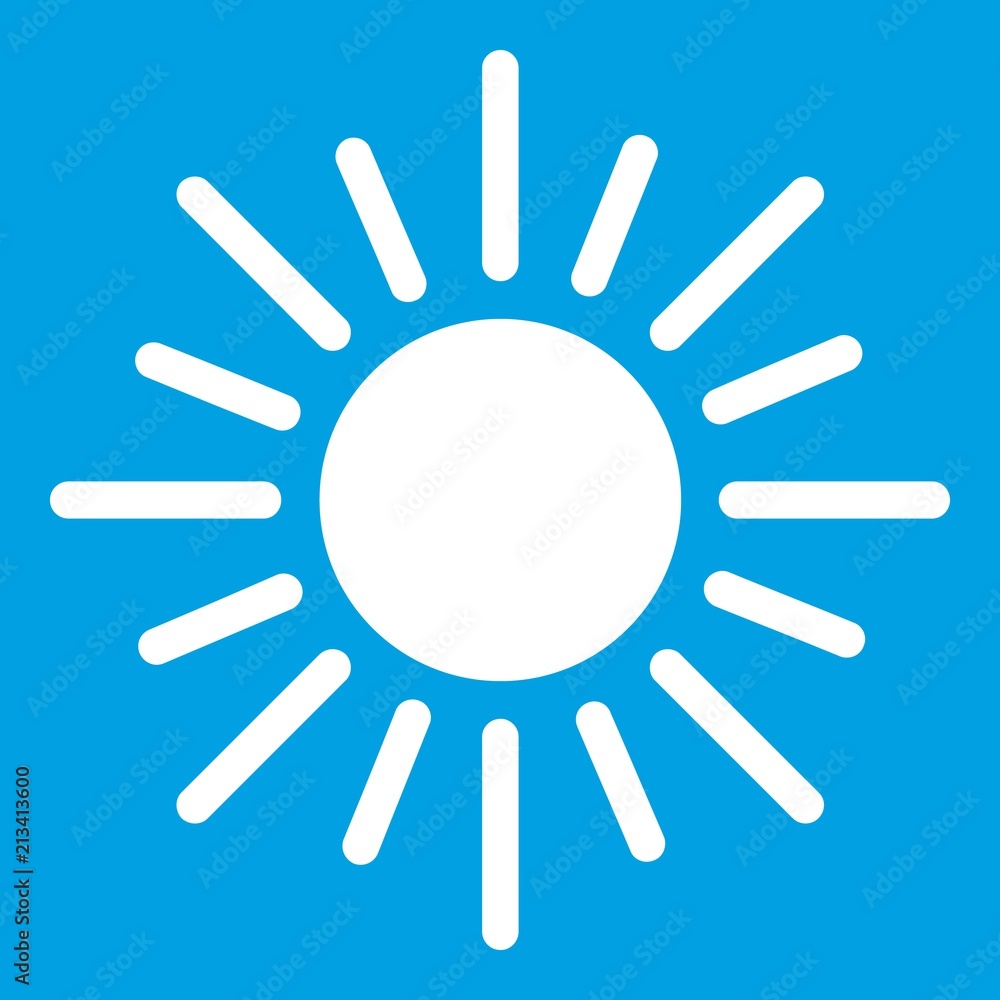 Sun icon white isolated on blue background vector illustration Sun icon white isolated on blue background vector illustration
