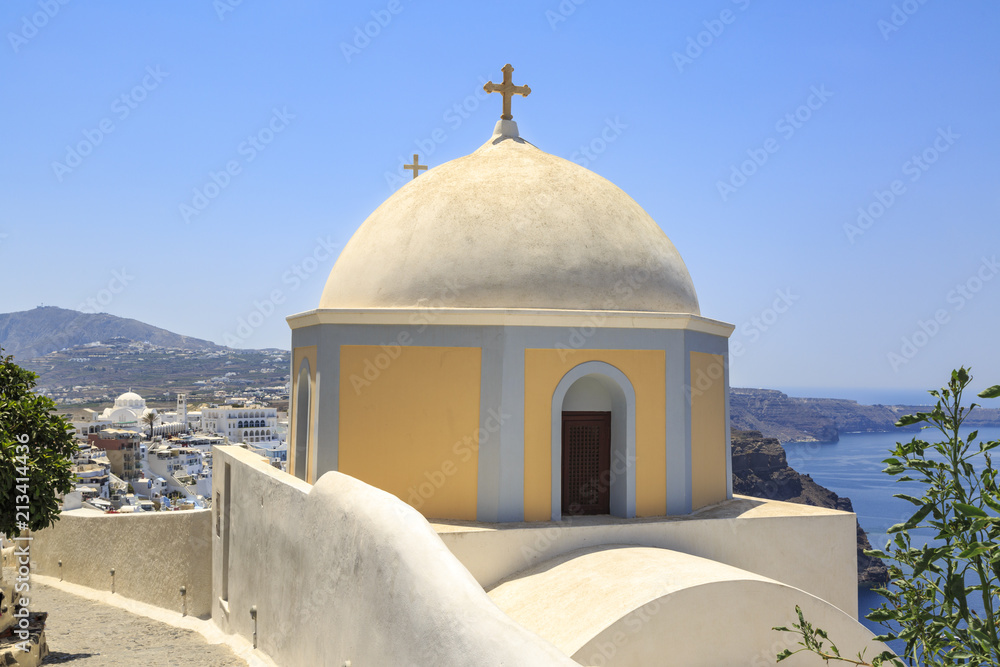 Catholic St Stylianos church in Thira, Santorini, Greece