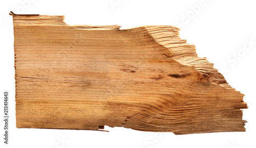 old wooden boards isolated on white background. close up of an empty wooden sign with clipping path