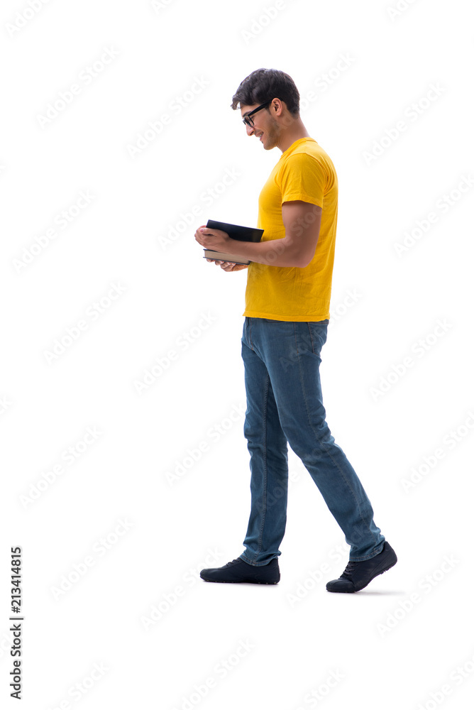 Young student with books isolated on white Young student with books isolated on white