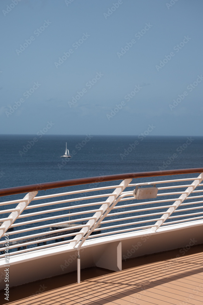Cruise Ship Deck with Sailboat Vertical