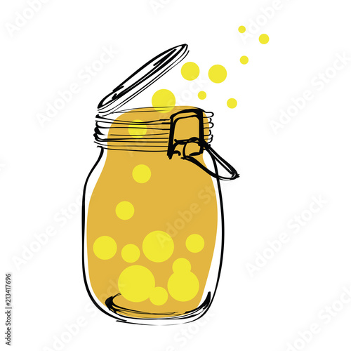 let fire flies free from jar isolated on white background. Vector Illustration.