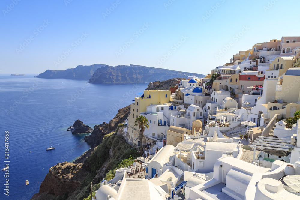 Cityscape of Oia village in Santorini island, Greece