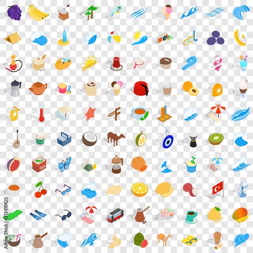 100 ankara icons set in isometric 3d style for any design vector illustration