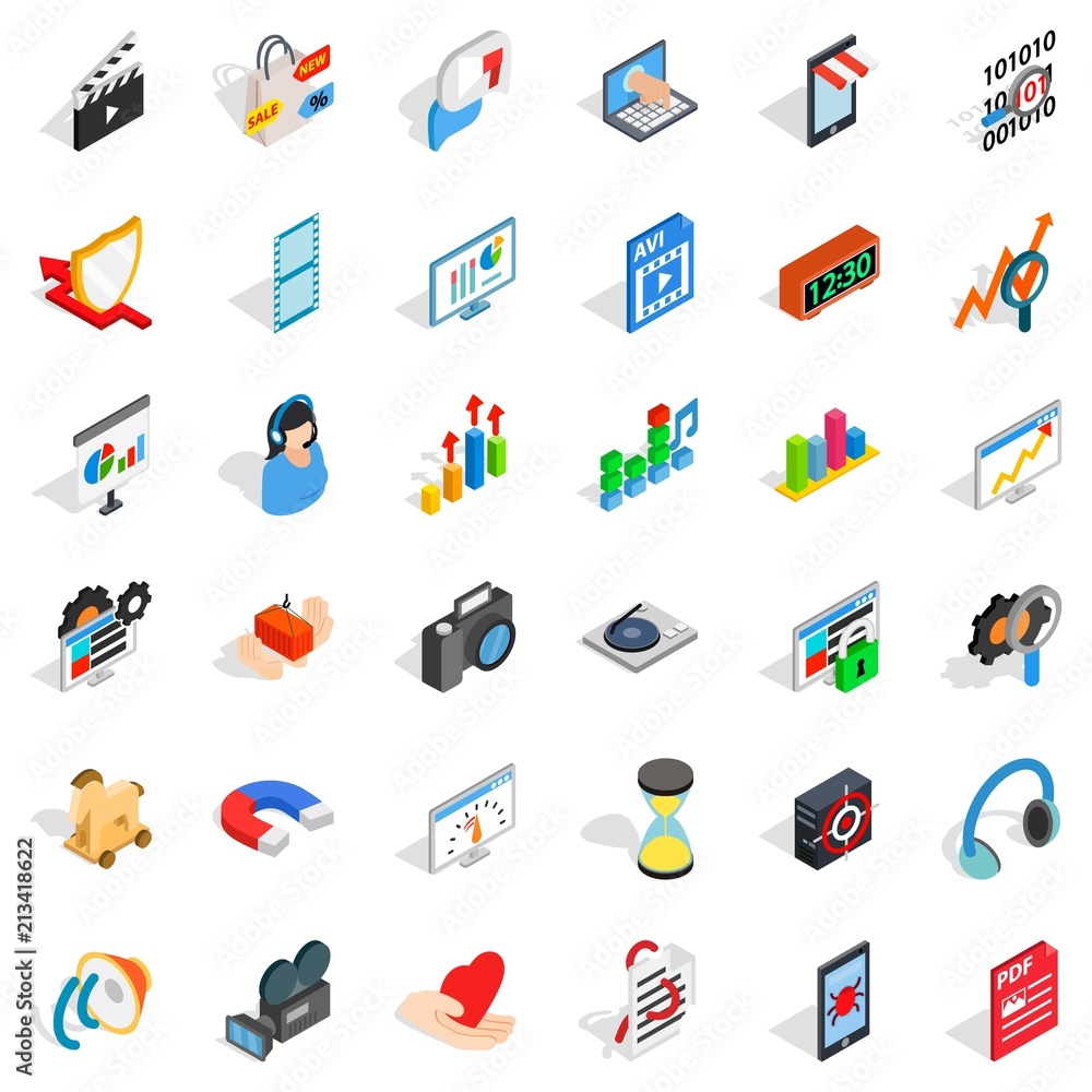 Good design icons set. Isometric style of 36 good design vector icons for web isolated on white background Good design icons set. Isometric style of 36 good design vector icons for web isolated on white background