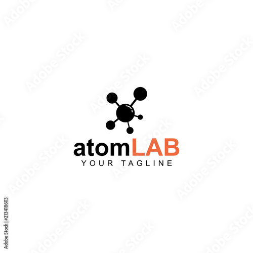 atom lab logo design, symbol of science