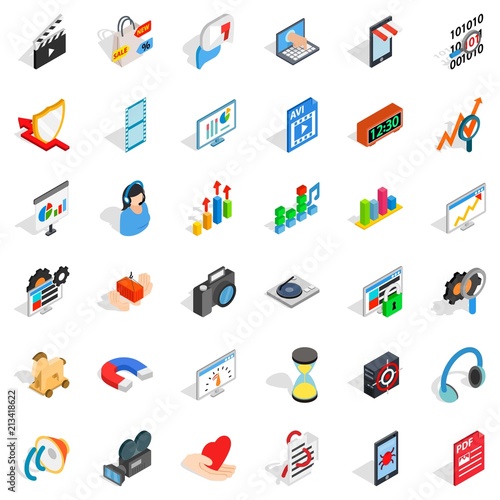 Good design icons set. Isometric style of 36 good design vector icons for web isolated on white background