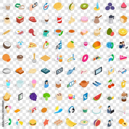 100 bakeshop icons set in isometric 3d style for any design vector illustration