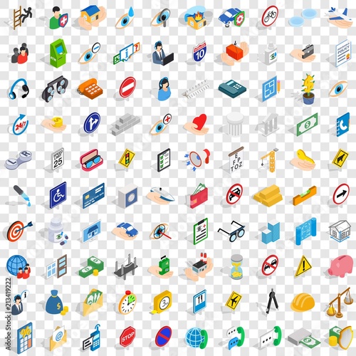 100 care and help icons set in isometric 3d style for any design vector illustration