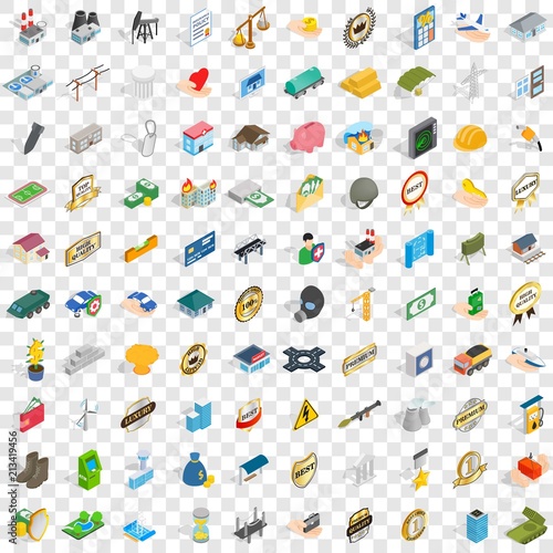 100 corporate icons set in isometric 3d style for any design vector illustration