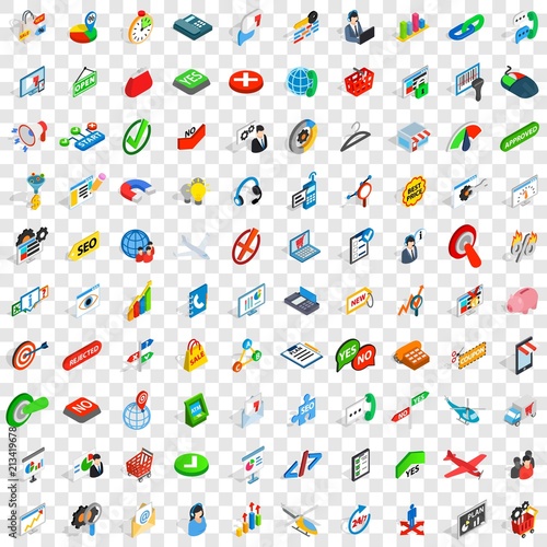 100 deal icons set in isometric 3d style for any design vector illustration