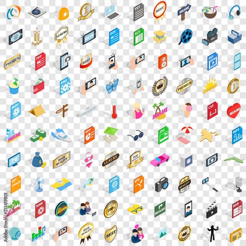 100 dj icons set in isometric 3d style for any design vector illustration