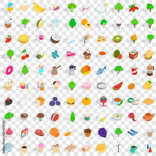 100 farm icons set in isometric 3d style for any design vector illustration