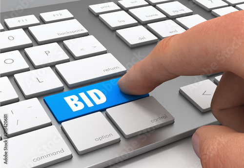 Фотография bid button concept 3d illustration