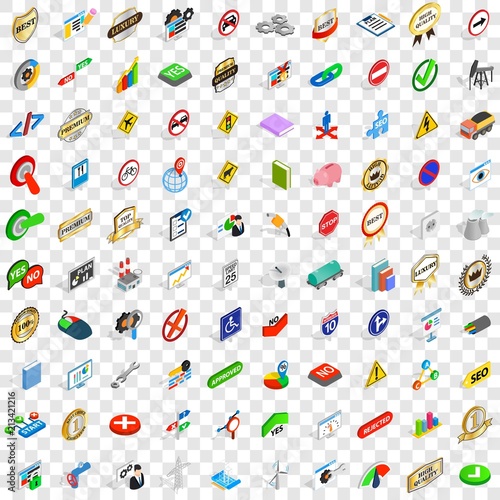 100 marker icons set in isometric 3d style for any design vector illustration