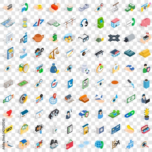 100 medicine icons set in isometric 3d style for any design vector illustration