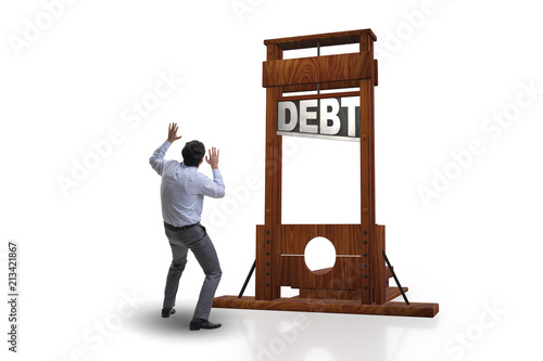 Businessman in heavy debt business concept