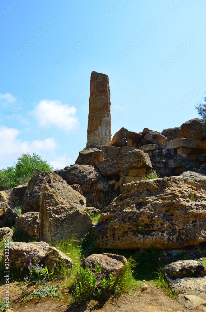 Hercules Temple ancient columns, Italy, Sicily, Agrigento